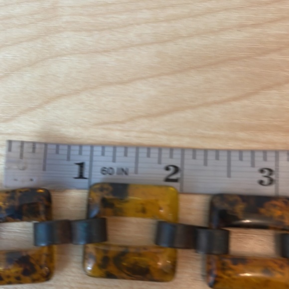 PONO Italian Made Resin Square Link Tortoise Necklace - New - Picture 5 of 6